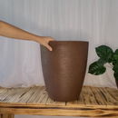 Vaso de plantas 39x33cm em Polietileno Reciclável Coluna Redonda Cone Grafiato Escovado M Moderno