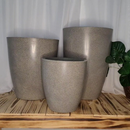 Kit Conjunto 3 Vasos de Plantas e Flores Grande Coluna Lisa Luxo Moderno P+M+G Polietileno Decorativo Sala Jardim