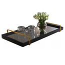 Bandeja Espelhada Decorativa com Alça Dourada – Base MDF 50x25cm