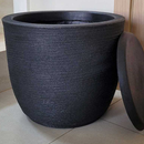 Vaso de Plástico Polietileno para Plantas com Prato Bojo Redondo Textura Grafiato Tam M