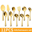 Kit 11 Peças Utensílios de Cozinha Dourado - Espátula Colher Concha Escumadeira Pegador de Pizza