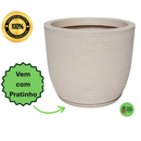 Vaso de Plástico Polietileno para Plantas com Prato Bojo Redondo Textura Grafiato Tam M