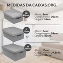 Kit 4 Caixa Organizadora com Tampa Banheiro Escritório Gaveta em Plástico 1,8L 5L 15L