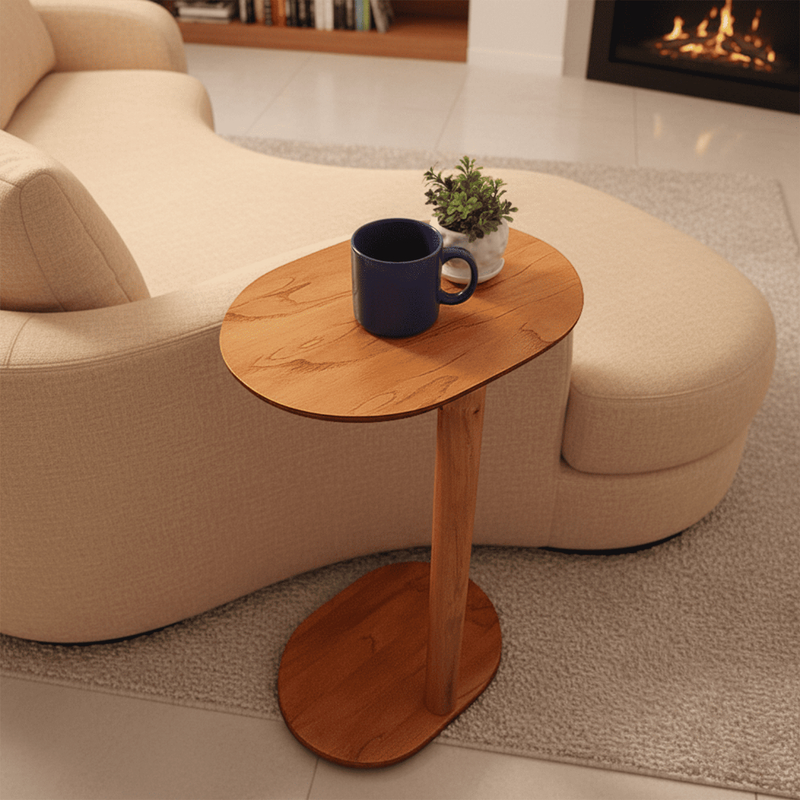 Mesa Lateral Belgrado Apoio Sala Sofá Orgânica Multiuso Madeira Monopé Premium