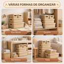 Kit 4 Caixa Organizadora com Tampa Banheiro Escritório Gaveta em Plástico 1,8L 5L 15L