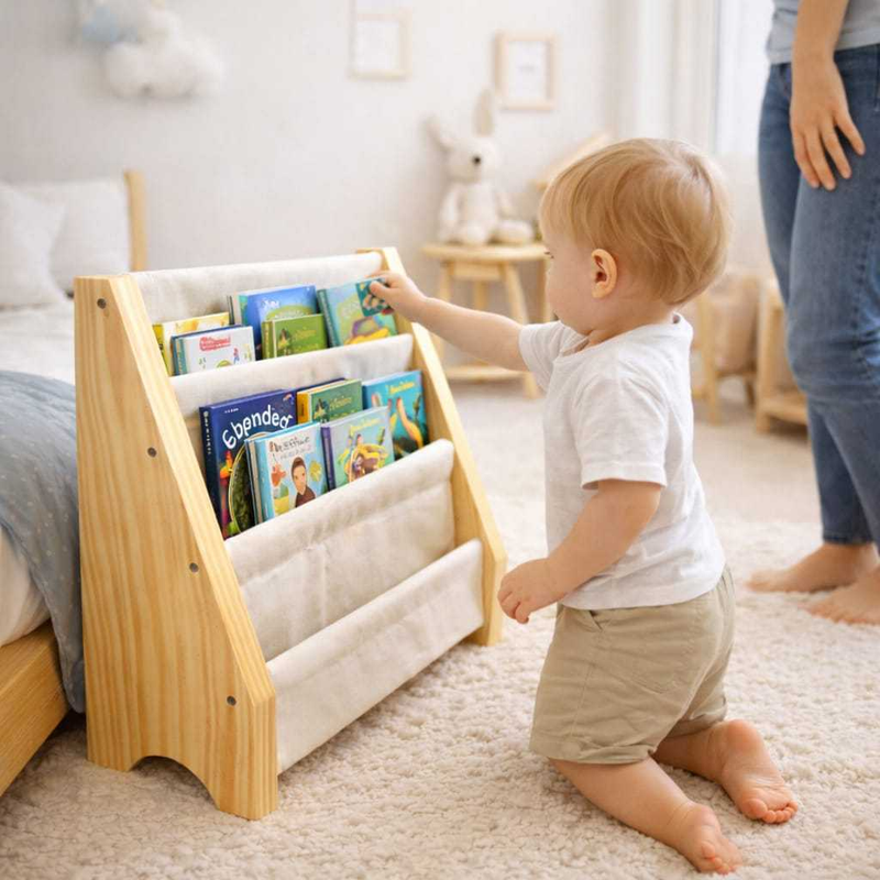 Estante Infantil Montessoriano Mini Rack Porta Livros Montessori Livreiro Organizador Madeira (ref: S02)