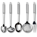 Utensílios de Cozinha em Aço Inox Colher De Arroz Concha Escumadeira Pegador de Massa e Garfo