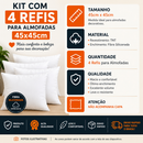 Kit 4 Enchimento Refil Almofada 45x45 Fibra Siliconada Cheia Macia Decorativa