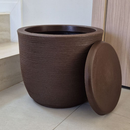 Vaso de Plástico Polietileno para Plantas com Prato Bojo Redondo Textura Grafiato Tam M