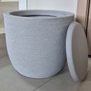 Vaso de Plástico Polietileno para Plantas com Prato Bojo Redondo Textura Grafiato Tam M
