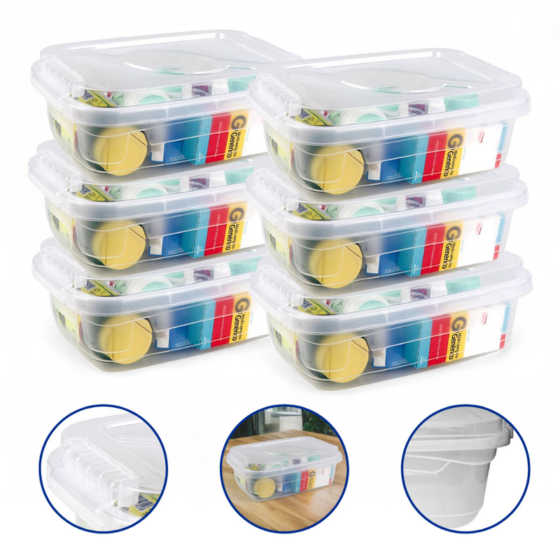 Kit Caixas Organizadoras Com Tampa e Trava 5L Transparente Multiuso Roupas Documentos e Brinquedos