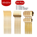 Jogo de Talheres 24 Peças Inox Prateado – 6 Facas, 6 Garfos, 6 Colheres Grandes e 6 Pequenas