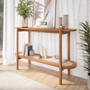 Aparador de Sala de Estar com 2 Prateleiras Madeira Maciça 135cm Cinamomo Lotus Marrom Madeira/Cinamomo